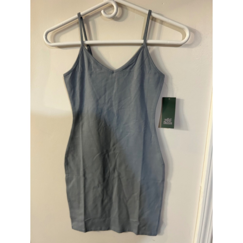 Wild Fable Strappy V-Neck Bodycon Knit Dress Slate Blue XS NWT
